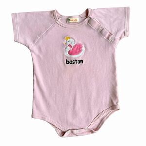 Baby Luigi Girls Short Sleeve Pink Cotton Boston Swan Onesie Bodysuit. 18 Months